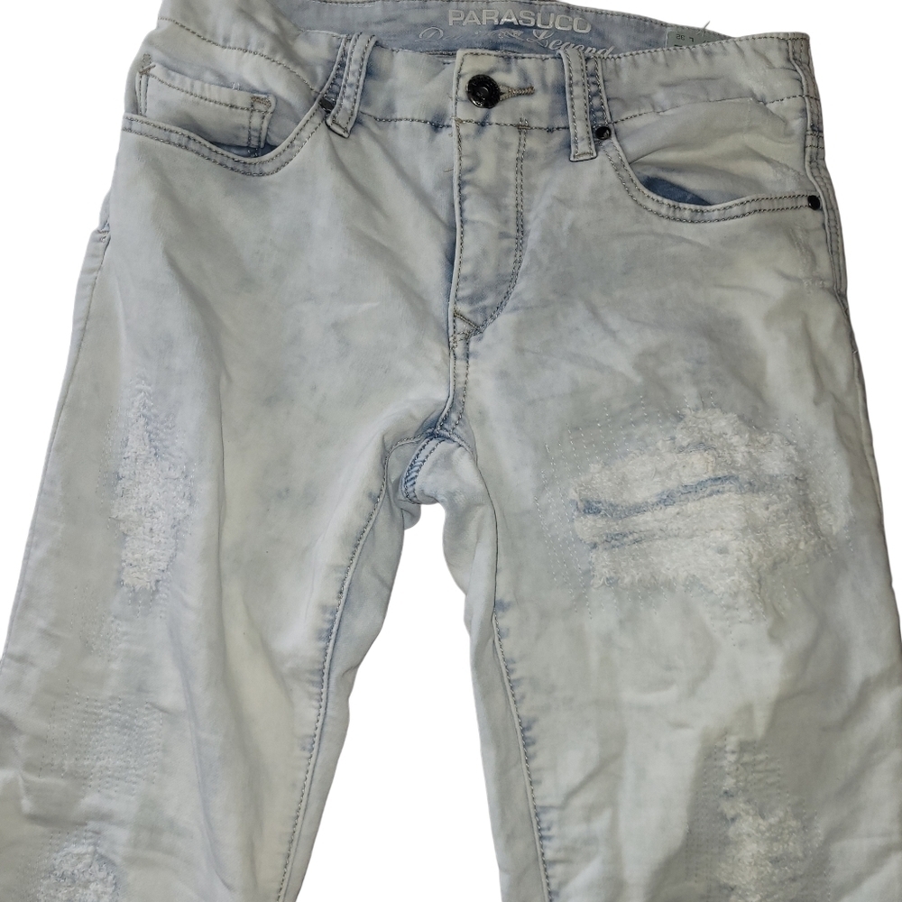 Parasuco Ice Wash Light Blue Mid-rise Skinny Distressed Jeans 27